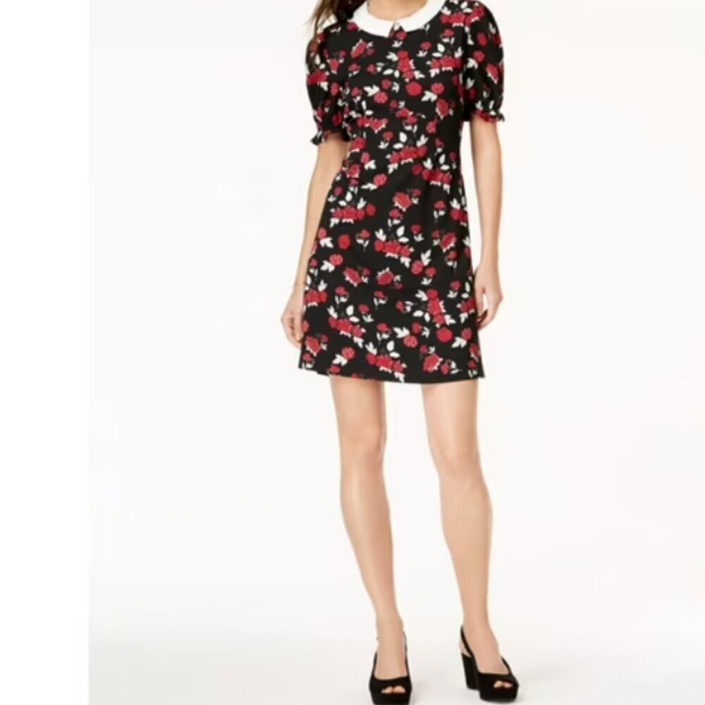 Maison Jules Womens |0| Floral Shift Dress w/Button-off Collar